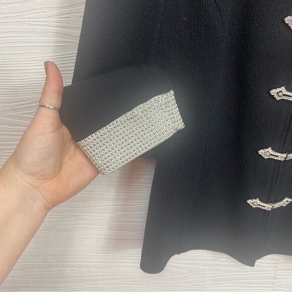 St. John Evening Bling Rhinestone detailed Black Blazer Knit Size4 Old Money - Picture 9 of 12